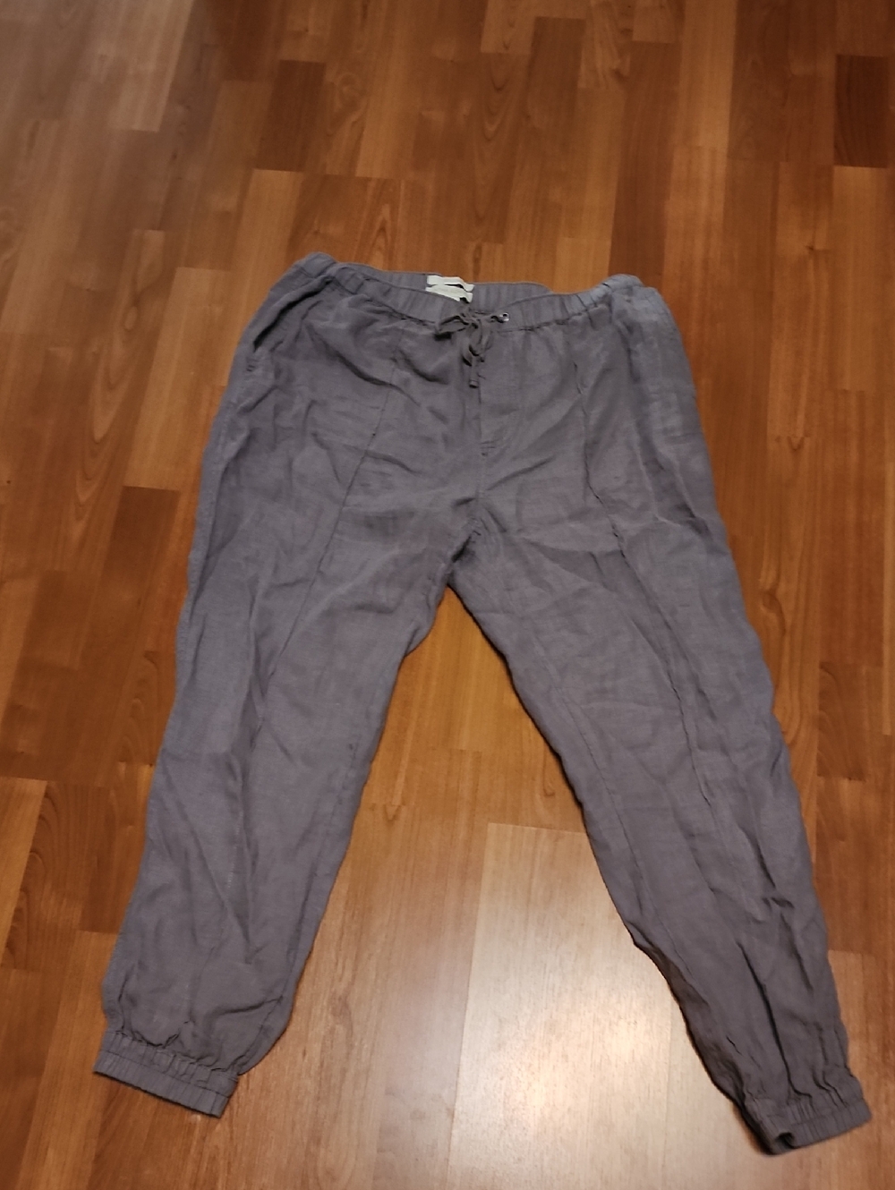 Cynthia Rowley Men's Light Gray Linen Drawstring Joggers